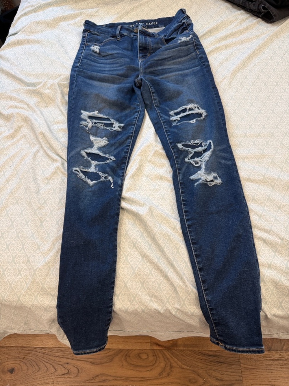 American Eagle Outfitters Dark Blue Ripped Skinny Jeans